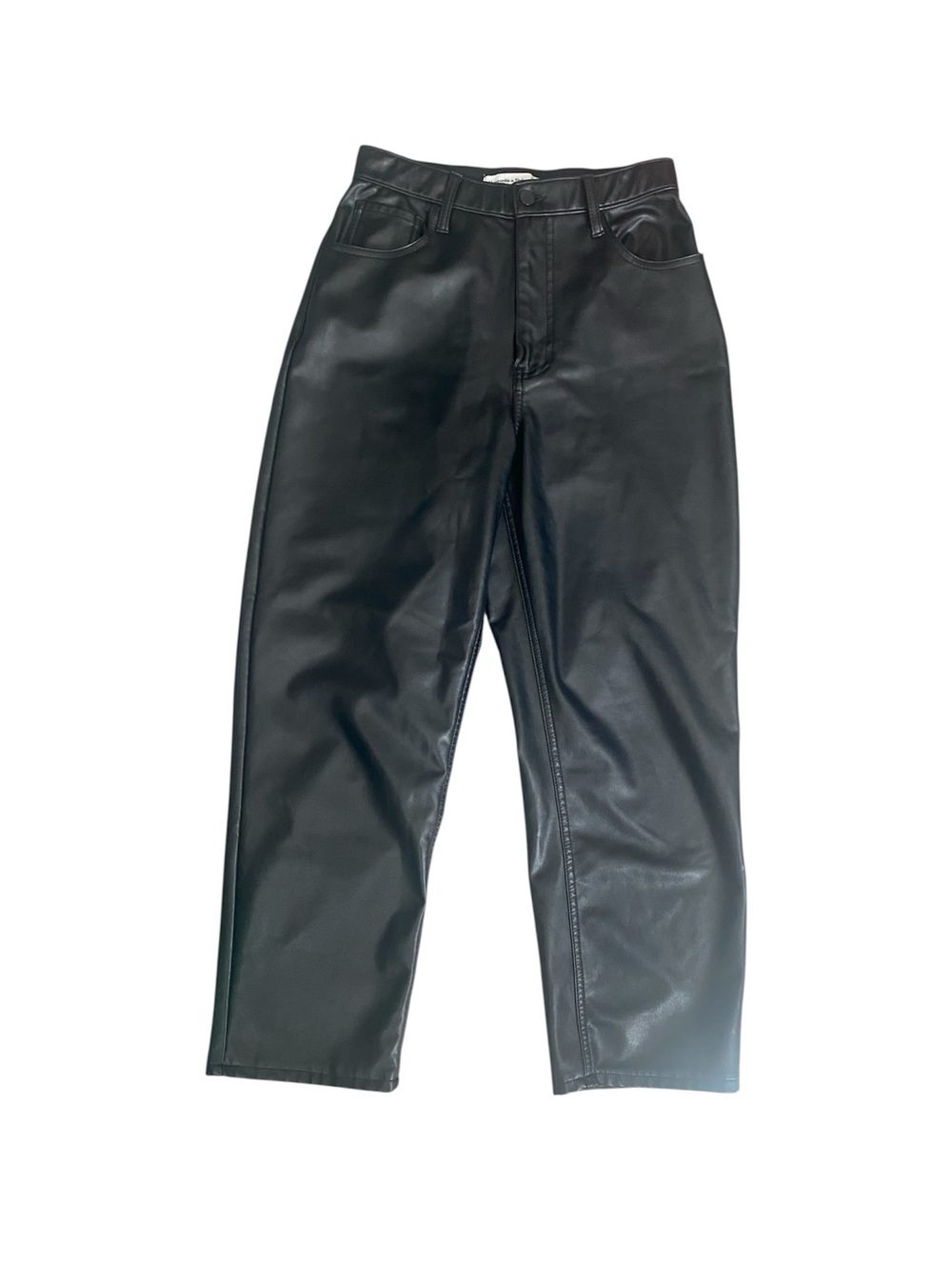 Abercrombie & Fitch Black Straight Leg Faux Leather Pants